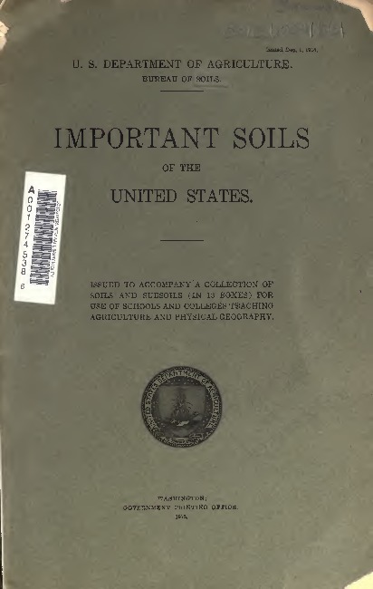 Front cover of 'Important Soils of the United States'