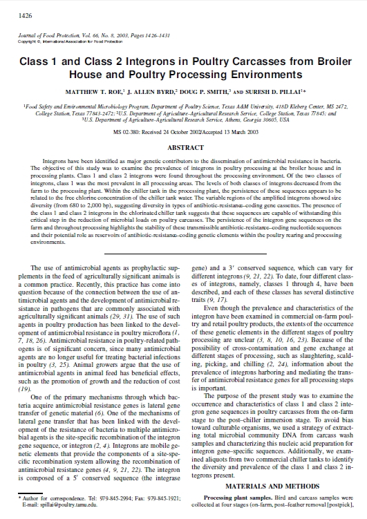 Class 1 and class 2 integrons in poultry carcasses from broiler house and poultry processing environments.jpg