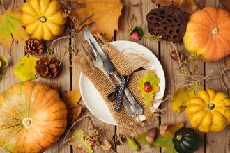 Table decorated for fall. 