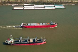 three barges with cargo