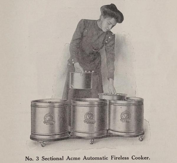woman standing next to fireless cookers