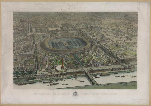 Bird's-eye view of exposition grounds, Paris, France