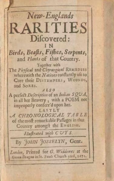 New-England's Rarities Discovered Titlepage