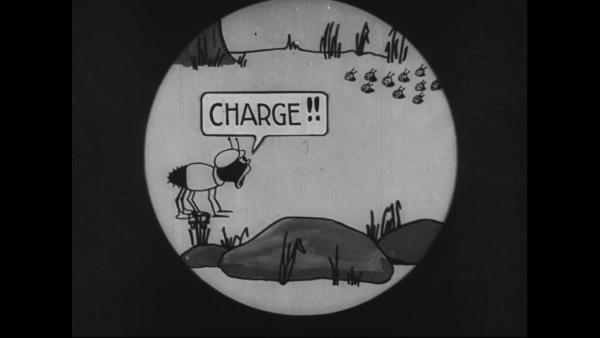 Image of tick saying "charge" from Charge of the Tick Brigade