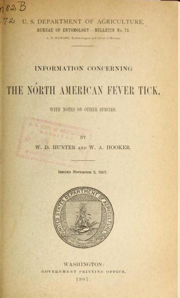 Cover of Information concerning the North American fever tick: With notes on other species